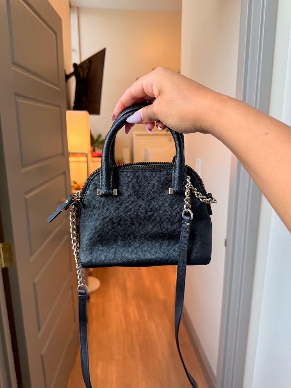 kate spade Black Mini Dome Satchel with Chain Strap - Picture 2 of 6